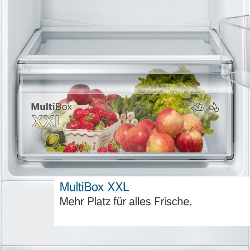 MKK088LE6A Einbau-Kühlschrank mit Gefrierfach bestehend aus KIL22AFE0 +  KSZGGM00 Butterdose weiß / E